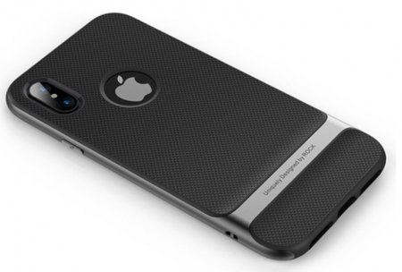 Силиконовый чехол накладка Rock Spase для iPhone X Черно-серый - Изображение 103954