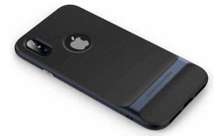 Силиконовый чехол накладка Rock Spase для iPhone X Черно-синий - Изображение 103891