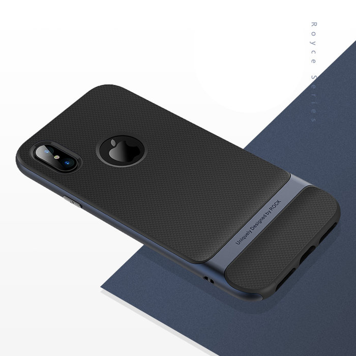 Силиконовый чехол накладка Rock Spase для iPhone X Черно-синий - Изображение 103906