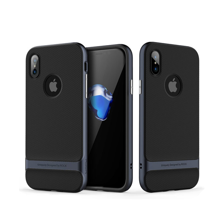 Силиконовый чехол накладка Rock Spase для iPhone X Черно-синий - Изображение 103917