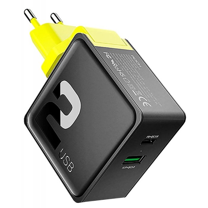Сетевое зарядное устройство для телефона Rock Sugar PD 2 USB Port Черное - Изображение 104678