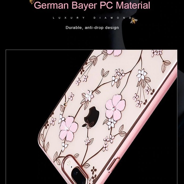 Чехол накладка Swarovski Kingxbar Flowers для iPhone 8 Plus Розовый - Изображение 98390
