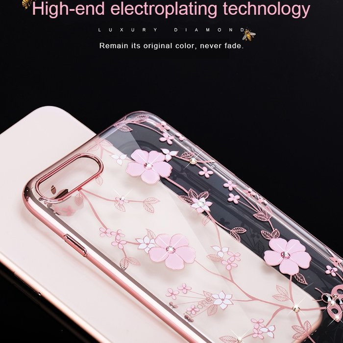 Чехол накладка Swarovski Kingxbar Flowers для iPhone 8 Plus Розовый - Изображение 98393