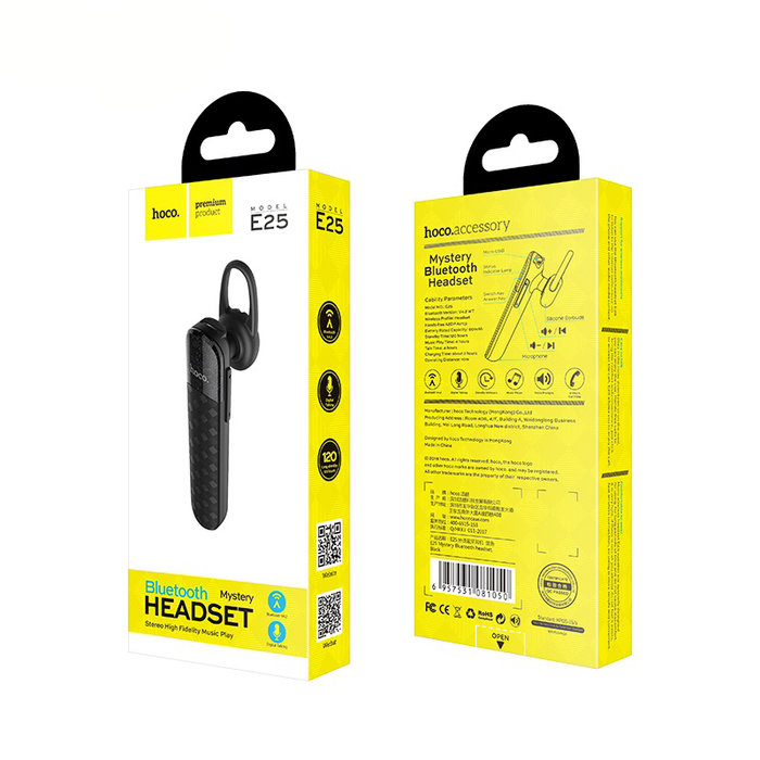 Беспроводная гарнитура для телефона Hoco Mystery E25 Bluetooth Headset Черная - Изображение 104738