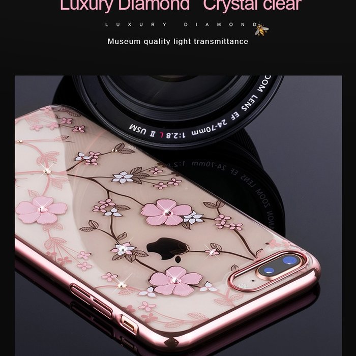 Чехол накладка Swarovski Kingxbar Flowers для iPhone 8 Plus Розовый - Изображение 98408