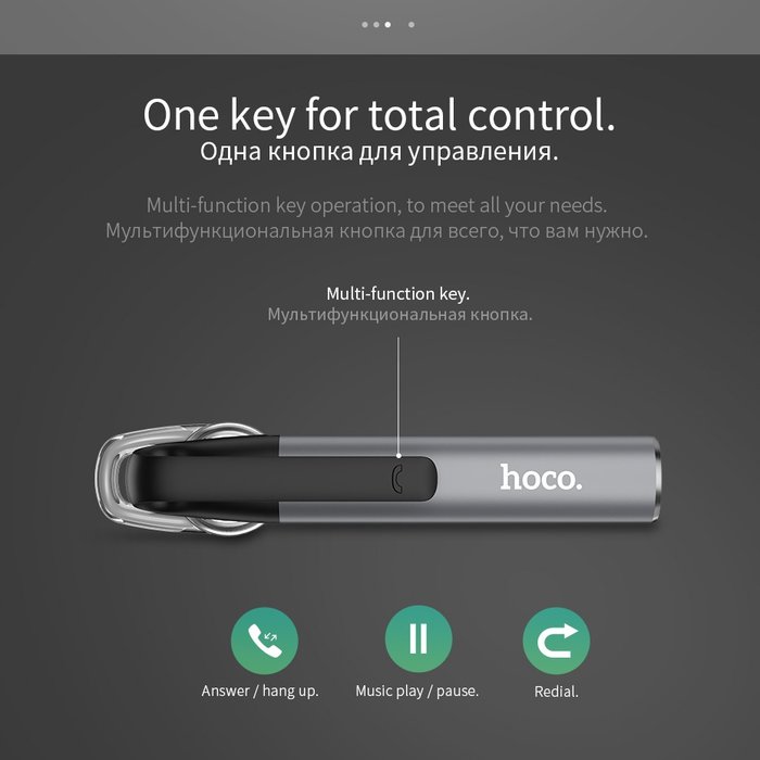 Беспроводная гарнитура для телефона Hoco Razor-Edge E21 Bluetooth Headset Темно серая - Изображение 104840