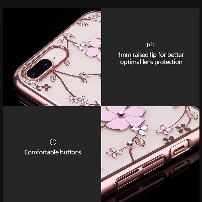 Чехол накладка Swarovski Kingxbar Flowers для iPhone 8 Plus Розовый - Изображение 98414