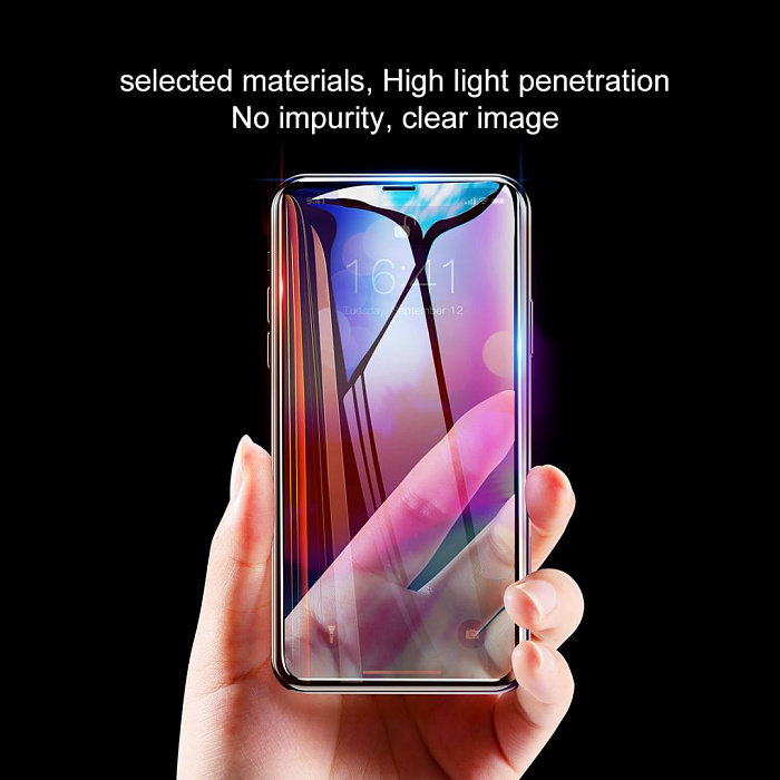 Защитное стекло Baseus Anti-fingerprints 0.3mm для iPhone Xs Max Черное - Изображение 105218