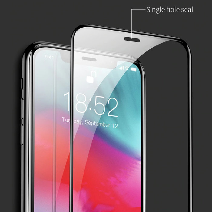 Защитное стекло Baseus Anti-fingerprints 0.3mm для iPhone Xs Max Черное - Изображение 105221