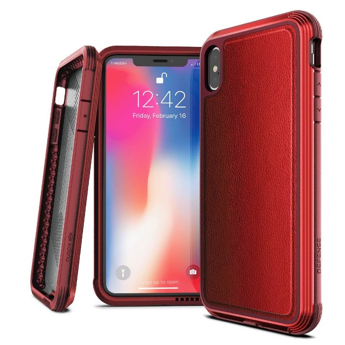 Противоударный кожаный чехол накладка X-Doria Defense Lux для iPhone Xs Max Красный - Изображение 105284