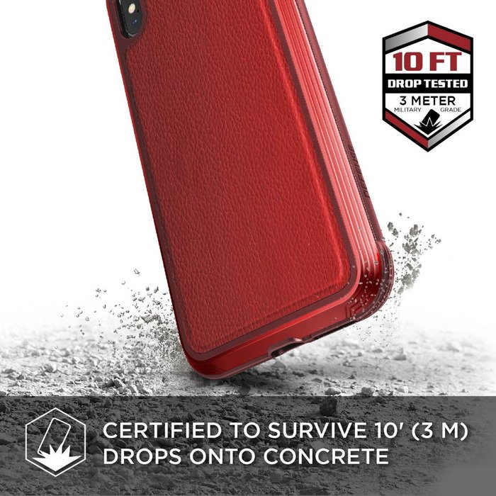 Противоударный кожаный чехол накладка X-Doria Defense Lux для iPhone Xs Max Красный - Изображение 105290