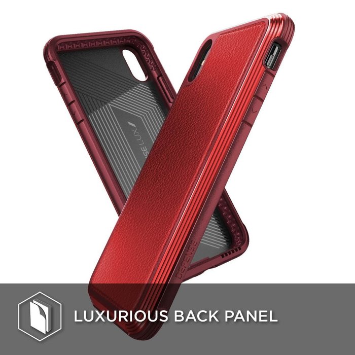 Противоударный кожаный чехол накладка X-Doria Defense Lux для iPhone Xs Max Красный - Изображение 105293