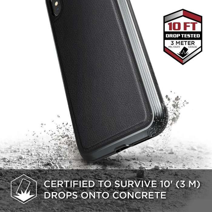 Противоударный кожаный чехол накладка X-Doria Defense Lux для iPhone Xs Max Черный - Изображение 105314