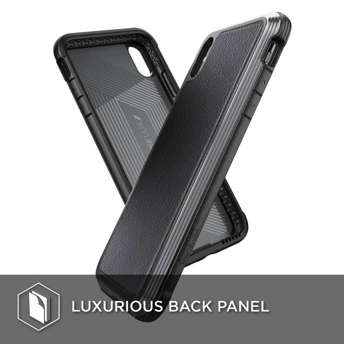 Противоударный кожаный чехол накладка X-Doria Defense Lux для iPhone Xs Max Черный - Изображение 105305