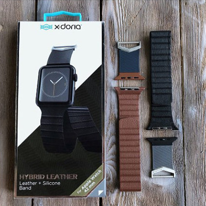 Кожаный ремешок X-Doria Hybrid Leather для Apple Watch 3 / 2 / 1 (42мм) Черный - Изображение 98548