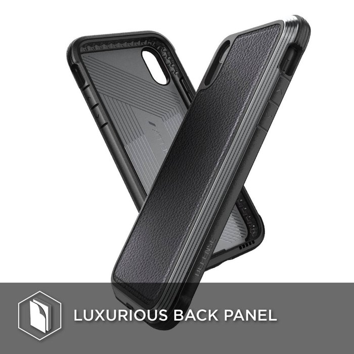 Противоударный кожаный чехол накладка X-Doria Defense Lux для iPhone Xr Черный - Изображение 105428