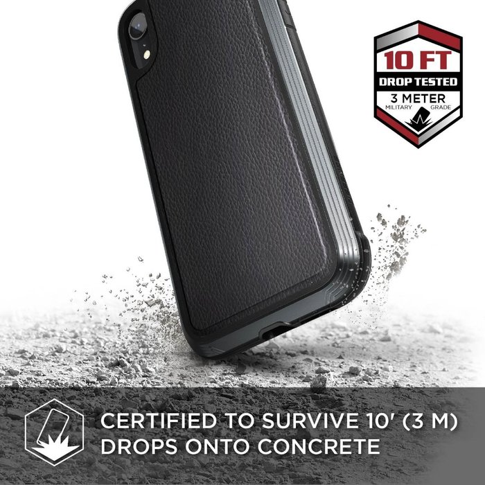 Противоударный кожаный чехол накладка X-Doria Defense Lux для iPhone Xr Черный - Изображение 105437