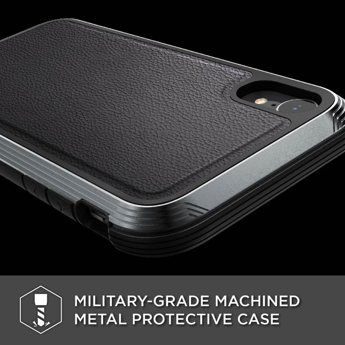 Противоударный кожаный чехол накладка X-Doria Defense Lux для iPhone Xr Черный - Изображение 105440