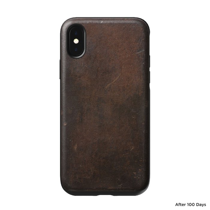 Кожаный чехол накладка Nomad Rugged Rustic Leather для iPhone X Коричневый - Изображение 105497
