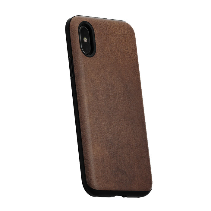 Кожаный чехол накладка Nomad Rugged Rustic Leather для iPhone X Коричневый - Изображение 105485