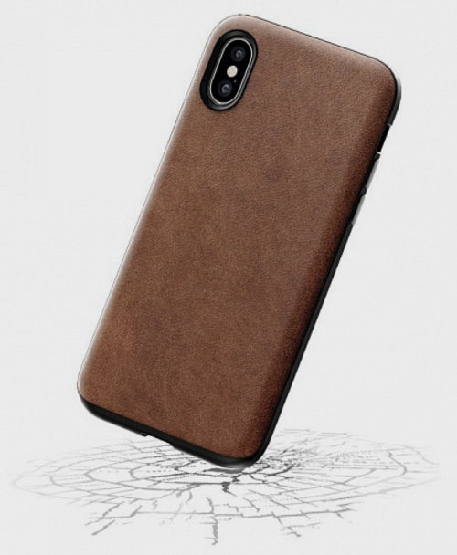 Кожаный чехол накладка Nomad Rugged Rustic Leather для iPhone X Коричневый - Изображение 105503