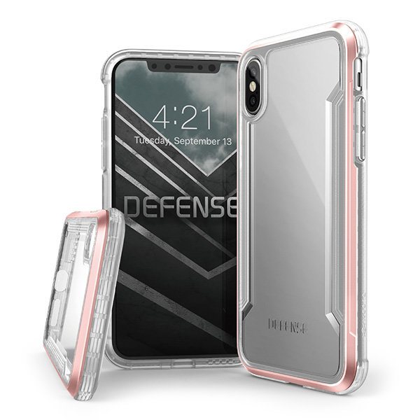 Противоударный чехол накладка X-Doria Defense Shield Clear для iPhone X Розовый - Изображение 103471