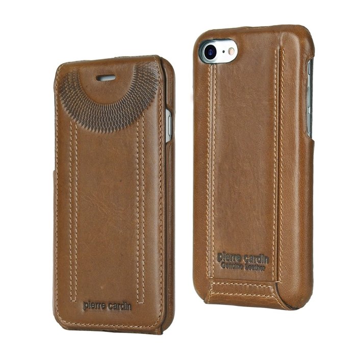 Кожаный чехол флип Pierre Cardin для iPhone 7 Коричневый - Изображение 98965