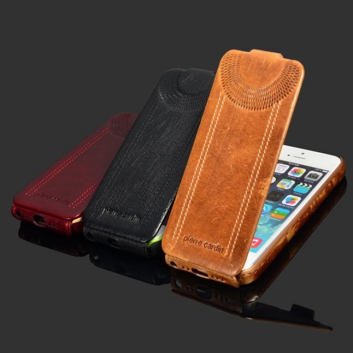 Кожаный чехол флип Pierre Cardin для iPhone 8 Коричневый - Изображение 107540