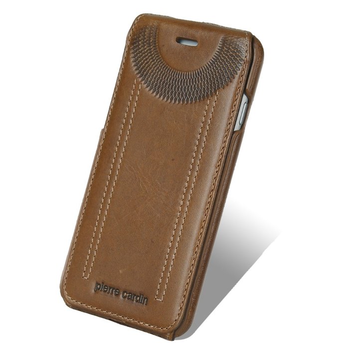 Кожаный чехол флип Pierre Cardin для iPhone 7 Коричневый - Изображение 98968