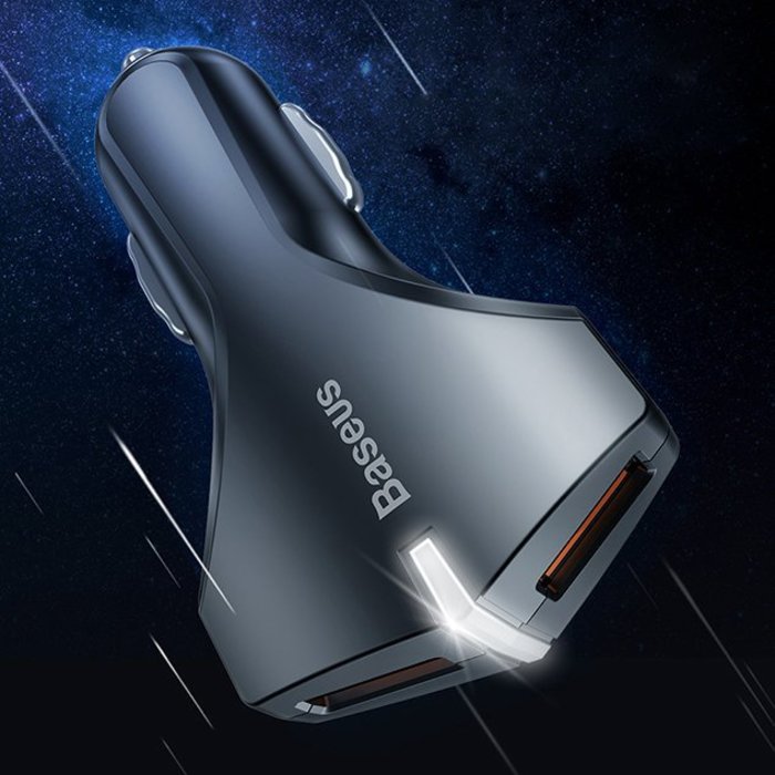 Автомобильная зарядка для телефона Baseus Small Rocket QC3.0 Double USB Черная - Изображение 107796