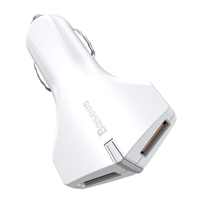 Автомобильная зарядка для телефона Baseus Small Rocket QC3.0 Double USB Белая - Изображение 107820
