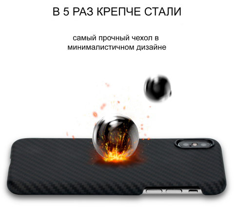 Чехол накладка Pitaka MagCase для iPhone Xs Черно-серый - Изображение 107919