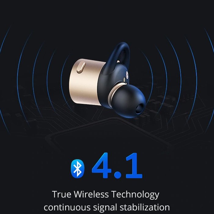 Беспроводные вакуумные Bluetooth наушники вкладыши с микрофоном Rock Space TWS Золото - Изображение 108483