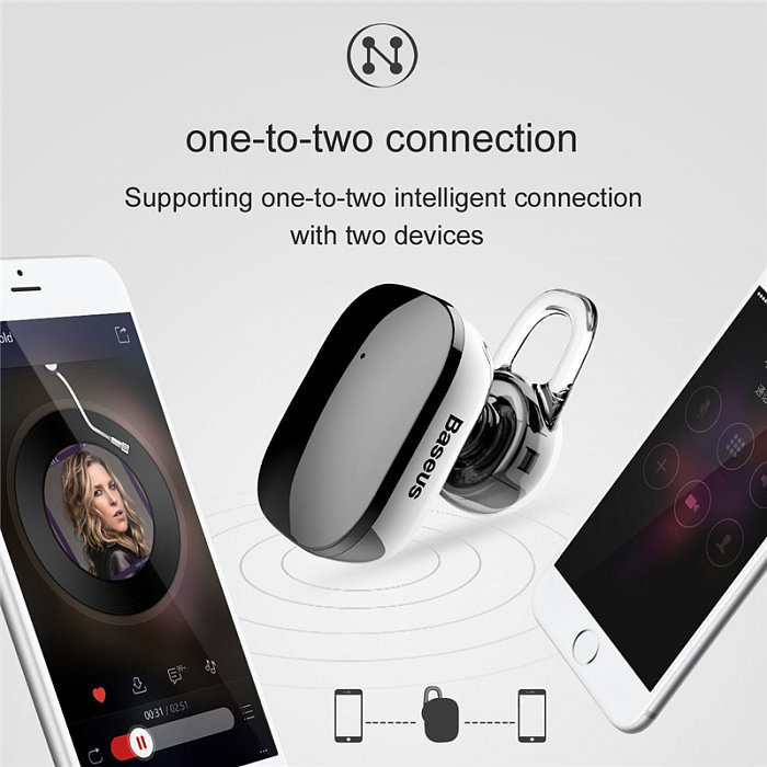 Беспроводная Bluetooth гарнитура для телефона Baseus Mini Wireless Earphone A02 Черная - Изображение 108878