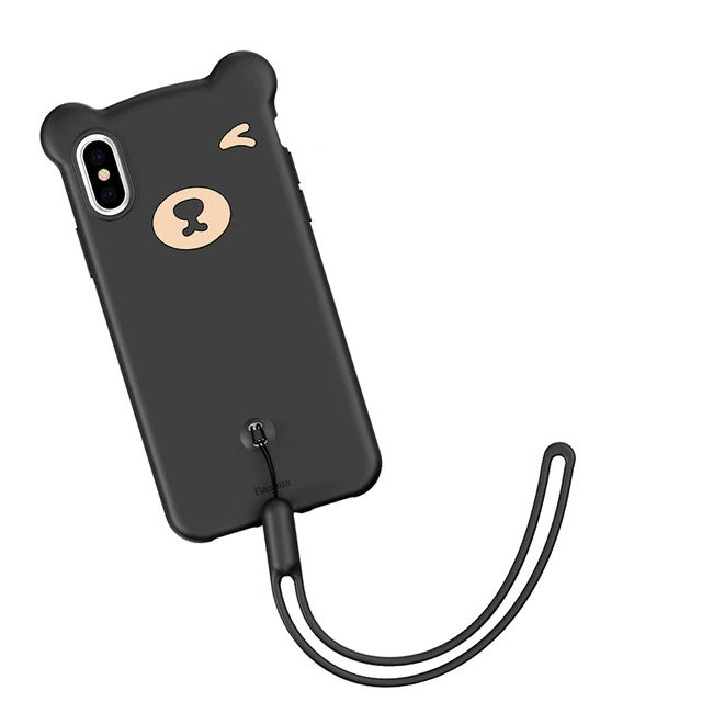 Силиконовый чехол накладка Baseus Bear Case для iPhone Xs Max Черный - Изображение 110876