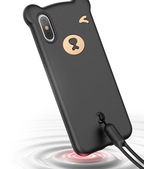 Силиконовый чехол накладка Baseus Bear Case для iPhone Xs Max Черный - Изображение 110891