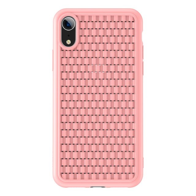 Силиконовый чехол накладка Baseus Weaving Case для iPhone Xr Розовый - Изображение 110927
