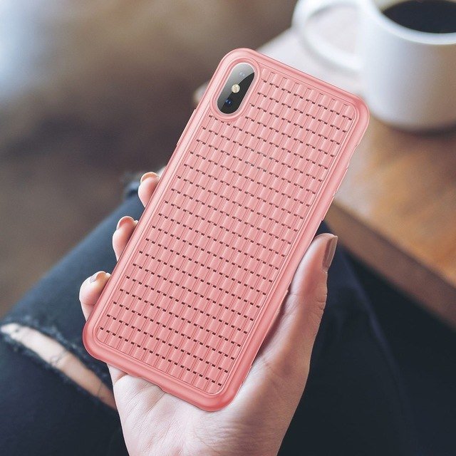 Силиконовый чехол накладка Baseus Weaving Case для iPhone Xr Розовый - Изображение 110945