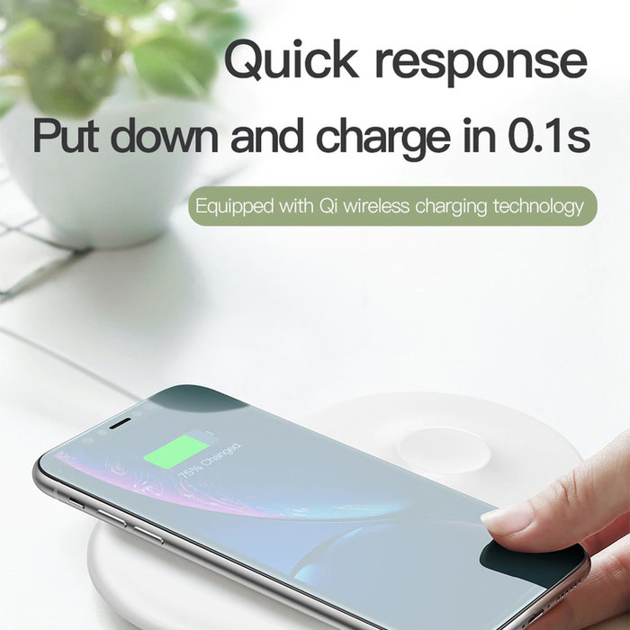 Беспроводная зарядка для телефона и часов Baseus Smart Wireless Charger 2 в 1 Белая - Изображение 112146