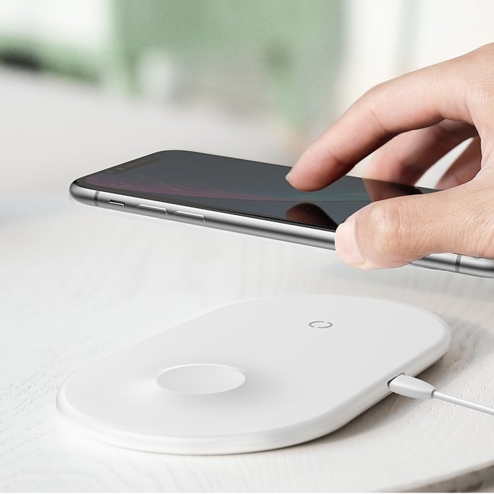Беспроводная зарядка для телефона и часов Baseus Smart Wireless Charger 2 в 1 Белая - Изображение 112161