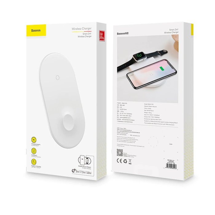 Беспроводная зарядка для телефона и часов Baseus Smart Wireless Charger 2 в 1 Белая - Изображение 112125