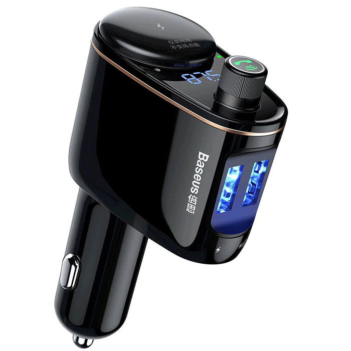 Автомобильная зарядка для телефона Baseus Locomotive Bluetooth MP3 Vehicle Charger Черная - Изображение 112911