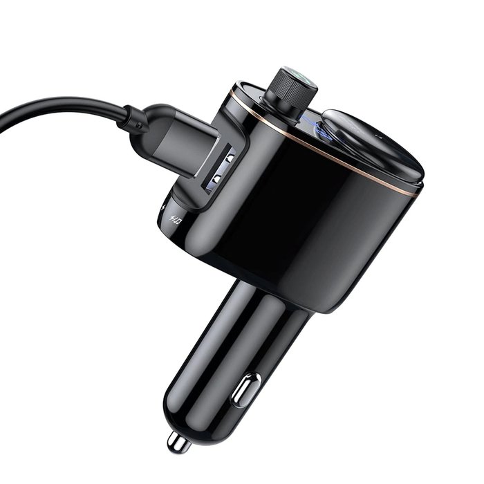 Автомобильная зарядка для телефона Baseus Locomotive Bluetooth MP3 Vehicle Charger Черная - Изображение 112920