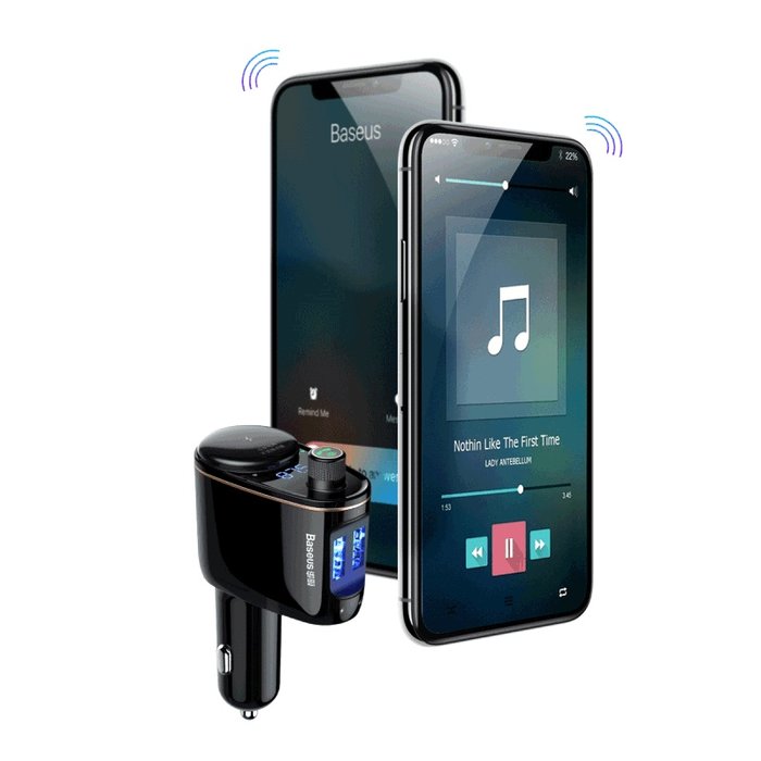 Автомобильная зарядка для телефона Baseus Locomotive Bluetooth MP3 Vehicle Charger Черная - Изображение 112923