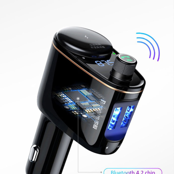Автомобильная зарядка для телефона Baseus Locomotive Bluetooth MP3 Vehicle Charger Черная - Изображение 112932
