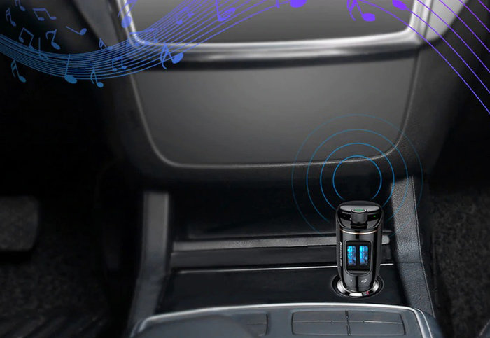 Автомобильная зарядка для телефона Baseus Locomotive Bluetooth MP3 Vehicle Charger Черная - Изображение 112941