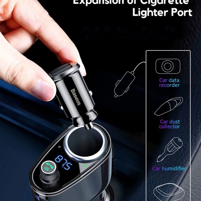 Автомобильная зарядка для телефона Baseus Locomotive Bluetooth MP3 Vehicle Charger Черная - Изображение 112938