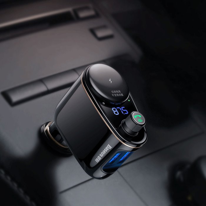 Автомобильная зарядка для телефона Baseus Locomotive Bluetooth MP3 Vehicle Charger Черная - Изображение 112944