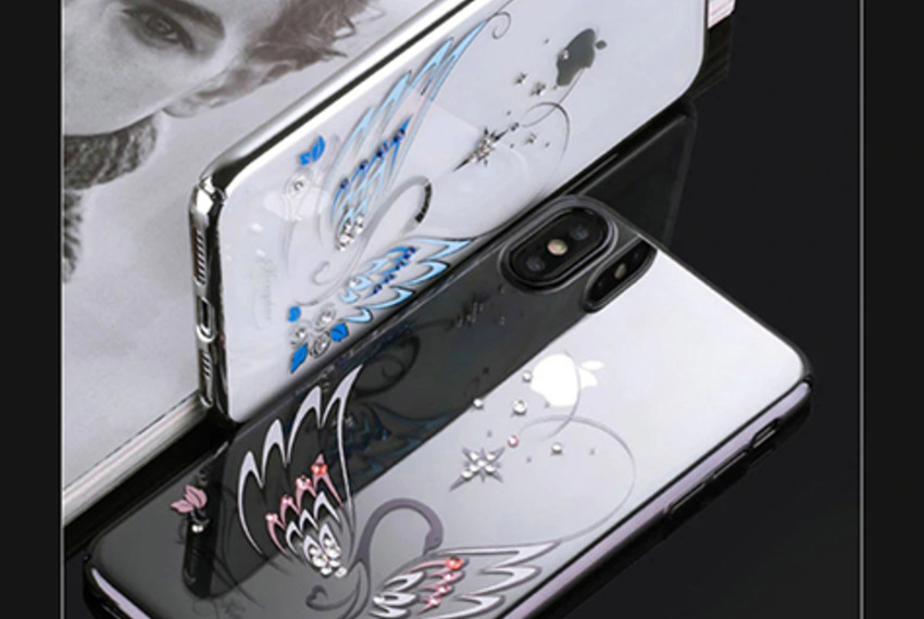 Чехол накладка Swarovski Kingxbar Swan Series для iPhone Xs Max Черный