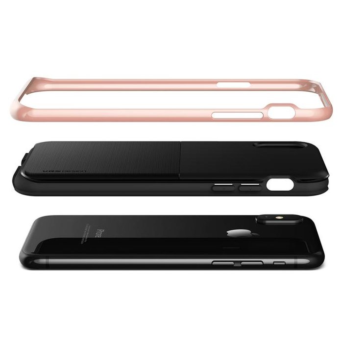 Чехол накладка VRS Design High Pro Shield для iPhone Xs Черно-Розовый - Изображение 114365
